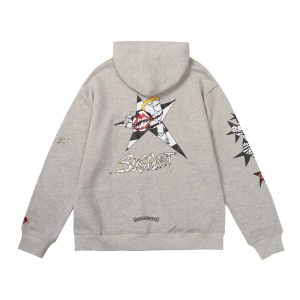 Chrome Hearts Grey Graphic Star Print Casual Pullover Hoodie