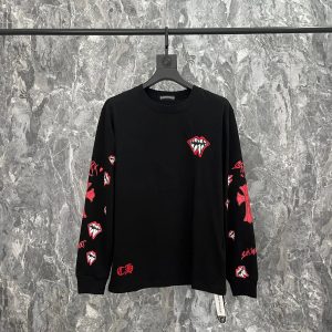 Chrome Hearts Black Long Sleeve Gothic Cross T-Shirt