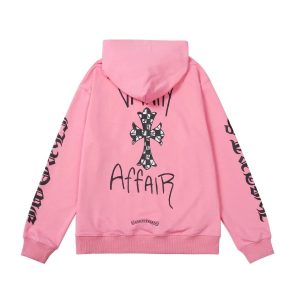 Chrome Hearts Pink Cross Print Pullover Hoodie