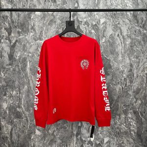 Chrome Hearts Red Long Sleeve Graphic T-Shirt