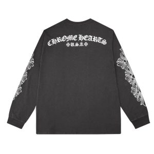 Chrome Hearts Black Long Sleeve Graphic T-Shirt