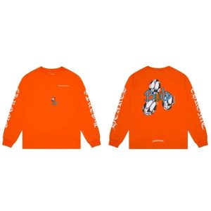 Chrome Hearts Build Graphic Orange Long Sleeve T-Shirt