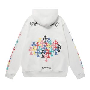 Chrome Hearts White Hoodie Colorful Cross Print