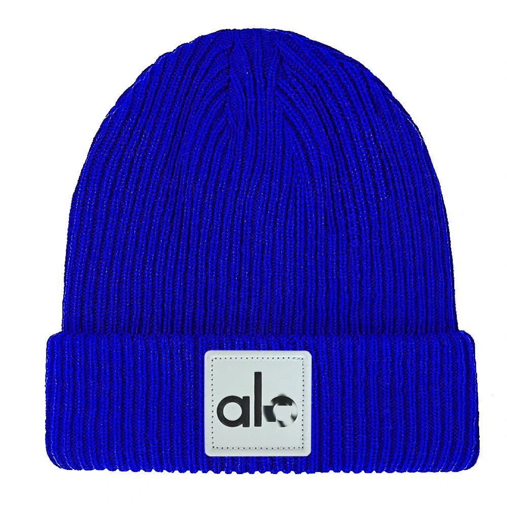 Alo Blue Ribbed Knit Cuffed Beanie Hat - Buy at OopBuy