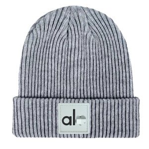 Alo Gray Ribbed Knit Beanie Warm Cuffed Winter Hat