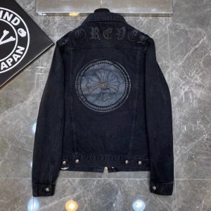 Chrome Hearts Black Denim Jacket Men Fashion