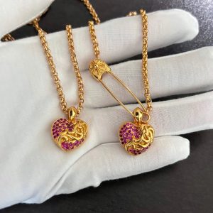 Chrome Hearts Gold Heart Necklace Jewelry