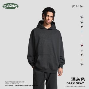 Chaokexi Men's Dark Gray Oversized Pullover Hoodie