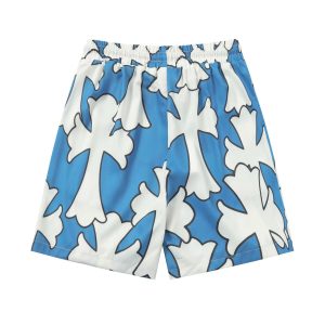 Chrome Hearts Blue Cross Print Shorts