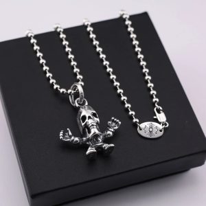 Chrome Hearts Silver Skull Pendant Necklace