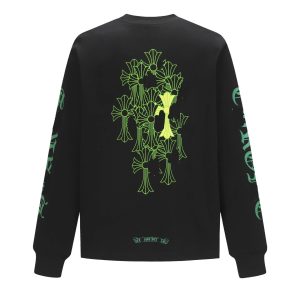 Chrome Hearts Green Cross Graphic Black Long Sleeve T-Shirt