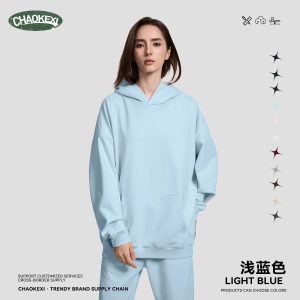 Women’s Light Blue Pullover Hoodie Oversized Sweatshirt