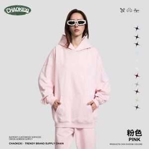 Women’s Pink Oversized Pullover Hoodie Casual Sweatshirt