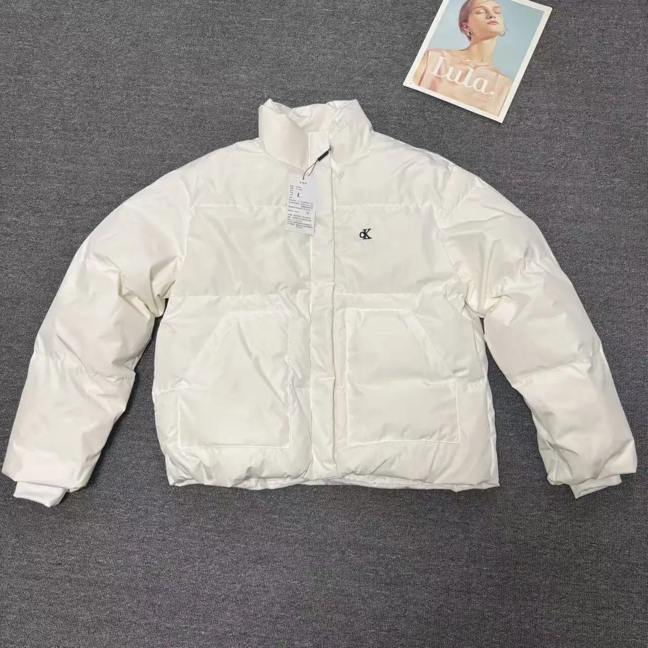 Calvin Klein White Quilted Puffer Jacket Warm Winter Coat - Buy at OopBuy
