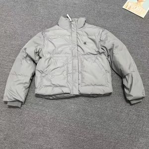 Calvin Klein Gray Quilted Puffer Jacket Zip Front Warm Coat