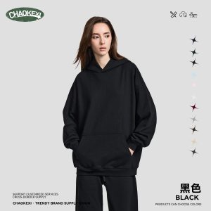 Chaokexi Black Oversized Pullover Hoodie for Women