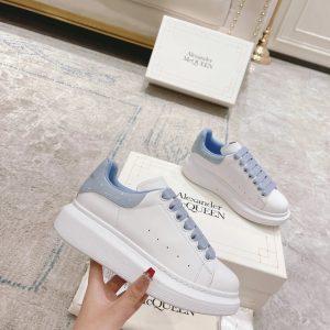 Alexander McQueen White Blue Leather Platform Sneakers