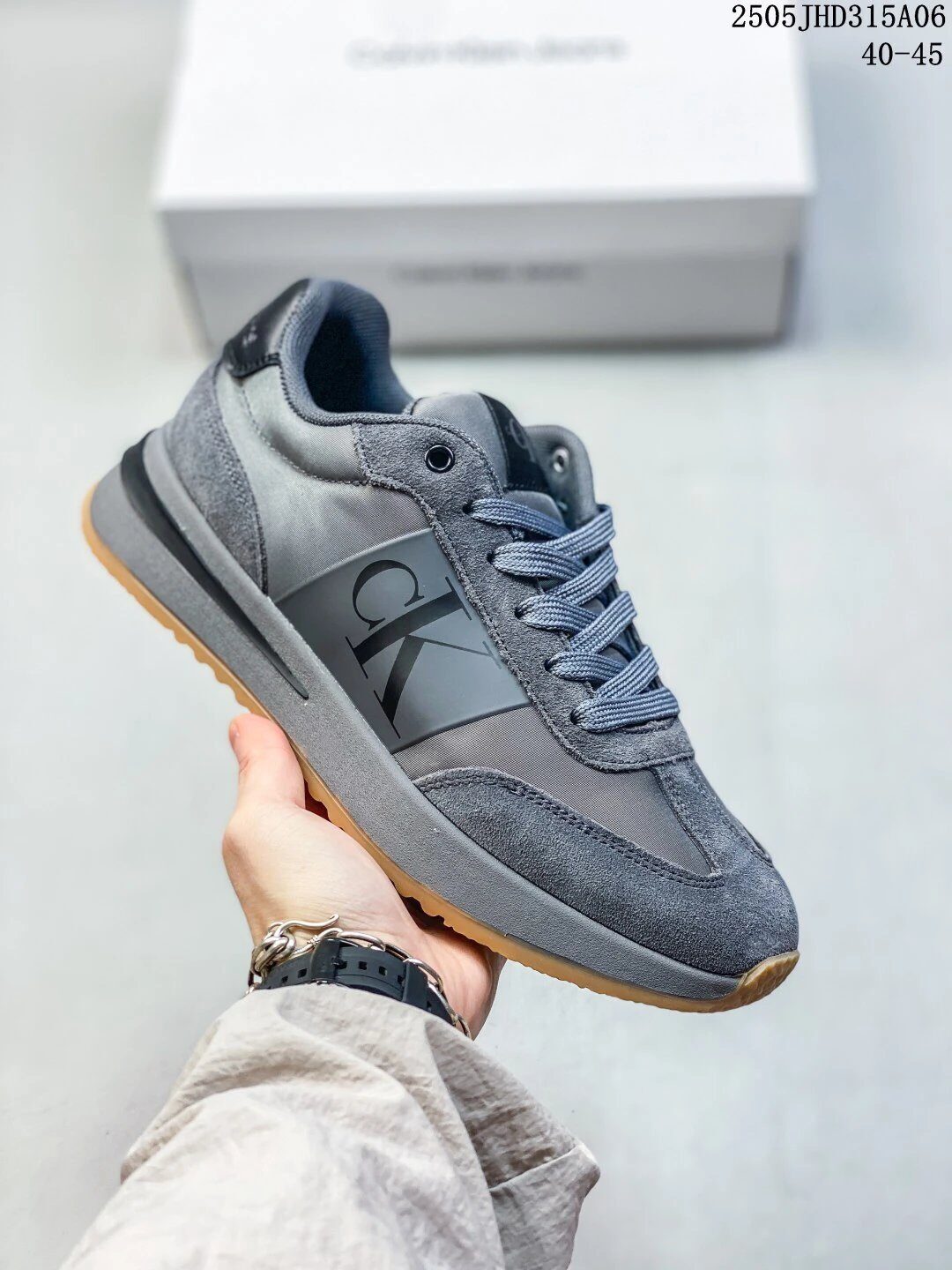Calvin Klein Men's Gray Low Top Lace Up Sneakers - Buy at OopBuy