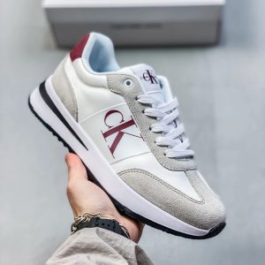 Calvin Klein White Gray Logo Low Top Sneakers