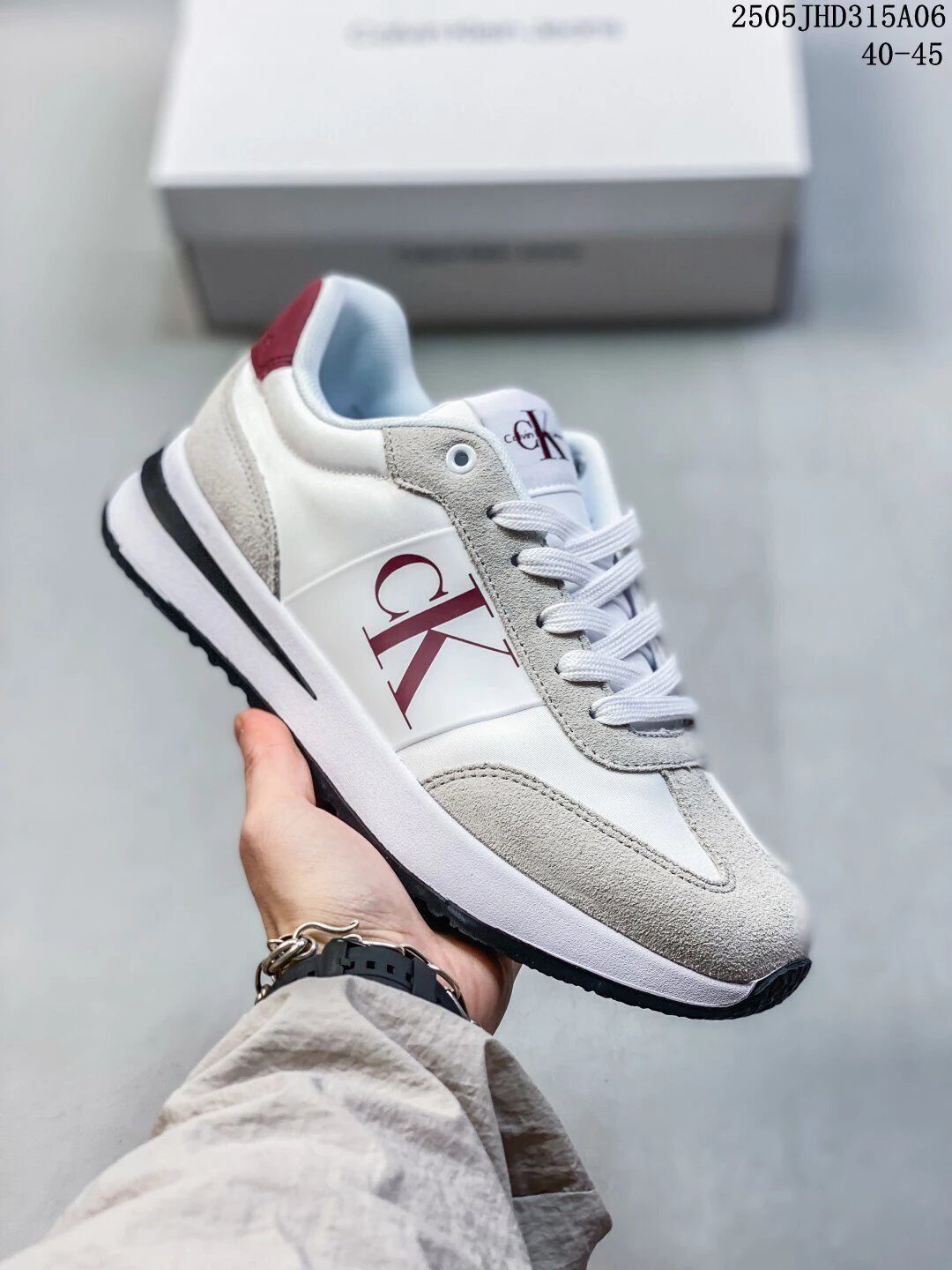 Calvin Klein White Gray Logo Low Top Sneakers - Buy at OopBuy