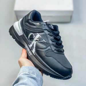 Calvin Klein Black Leather Casual Sneakers for Men