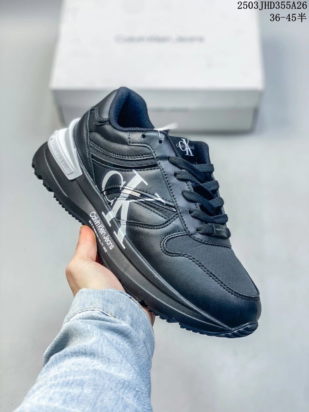 Calvin Klein Black Leather Casual Sneakers for Men - Buy at OopBuy