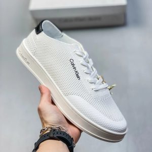 Calvin Klein White Knit Sneakers Casual Low Top Shoes