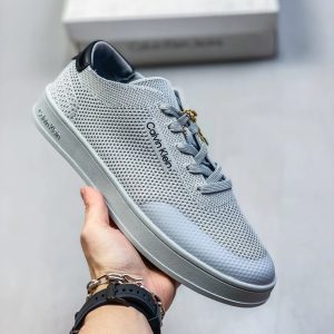 Calvin Klein Gray Knit Low Top Casual Sneakers