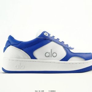 Alo Blue White Low Top Lace Up Casual Sneakers