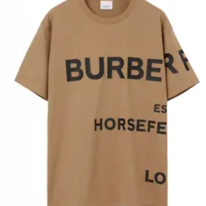Burberry Beige Graphic Print Crew Neck Cotton T-Shirt