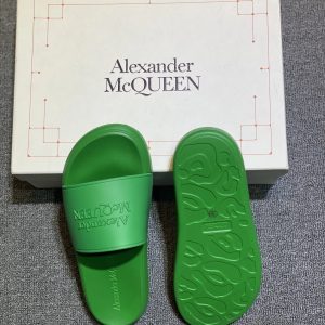 Alexander McQueen Green Logo Embossed Rubber Slide Sandals