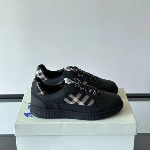 Burberry Black Check Panel Low Top Sneakers