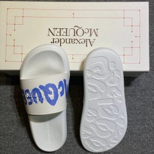 Alexander McQueen Grey Logo Slide Sandals for Men Women