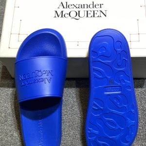Alexander McQueen Blue Logo Pool Slide Sandals