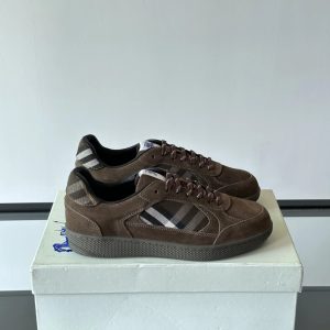 Burberry Brown Check Panel Low Top Sneakers