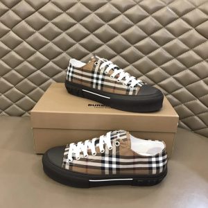 Burberry Check Canvas Lace-Up Low Top Sneakers