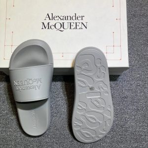 Alexander McQueen Grey Logo Slide Sandals