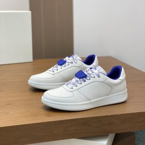 Burberry White Sneakers Blue Detail Low Top Casual Shoes