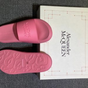 Alexander McQueen Pink Logo Pool Slide Sandals