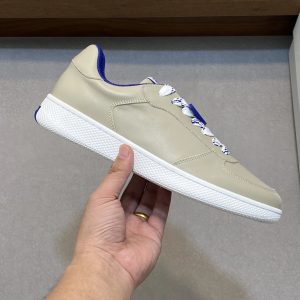 Burberry Beige Low Top Sneakers Blue Accent Casual Shoes