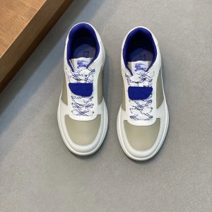 Burberry White Blue Casual Low Top Lace Up Sneakers