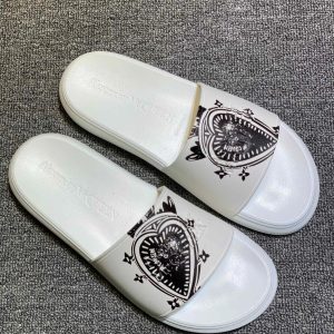 Alexander Wang White Eye Graphic Slide Sandals