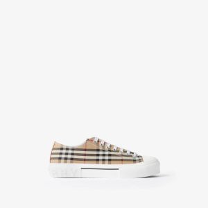 Burberry Check Canvas Platform Sneakers with White Sole