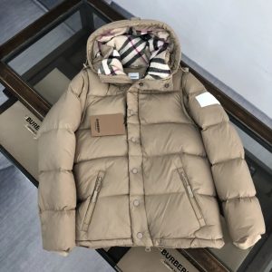 Burberry Beige Hooded Puffer Jacket Quilted Winter Coat